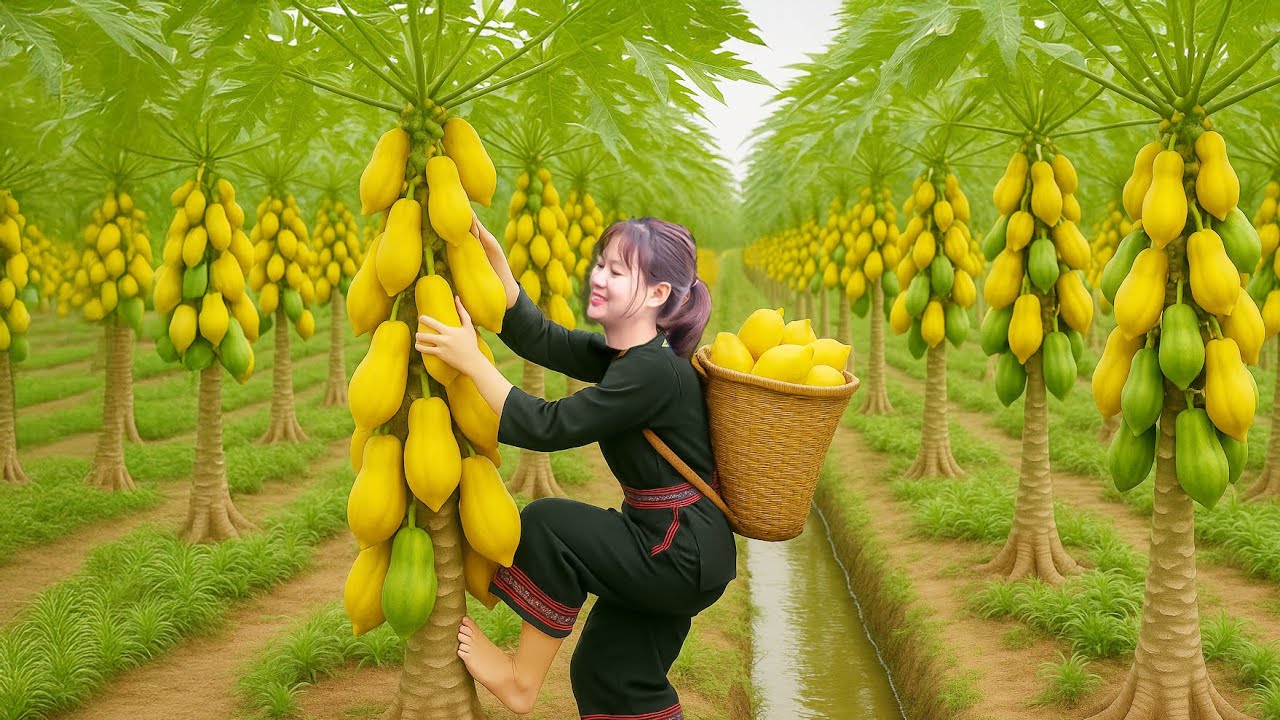 Harvesting 100kg Soft Papaya On High Goes To Market Sell | Farm Care | Luyến Harvest Life