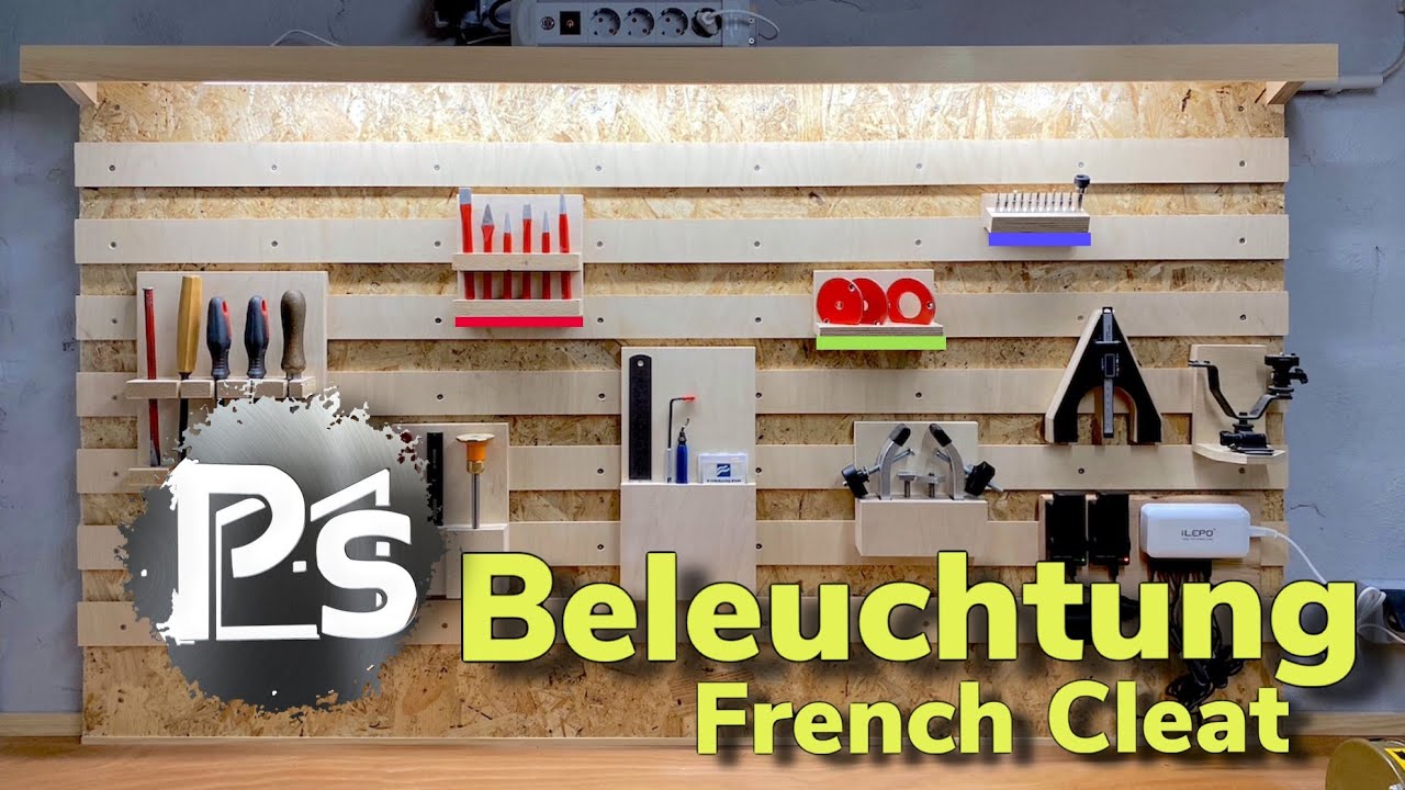Beleuchtung für die neue French Cleat Wand
