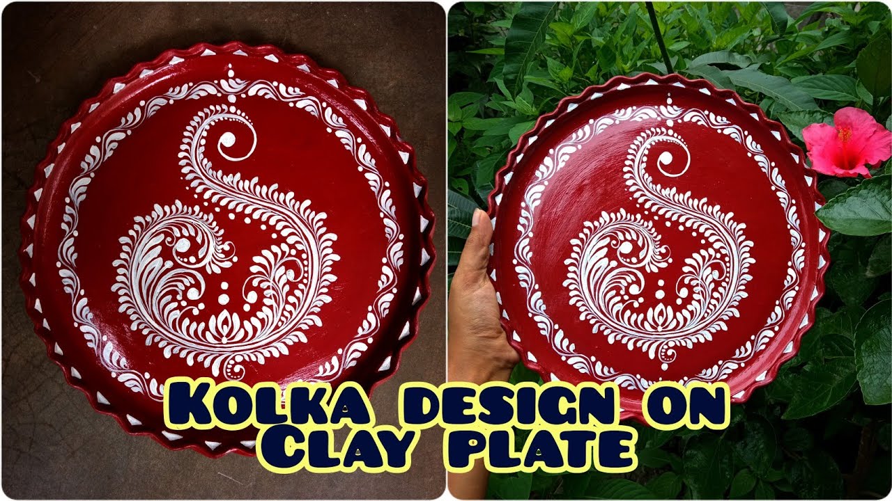 Kolka design on clay plate // মাটির থালার ওপর কলকা ডিসাইন // room decoration idea's
