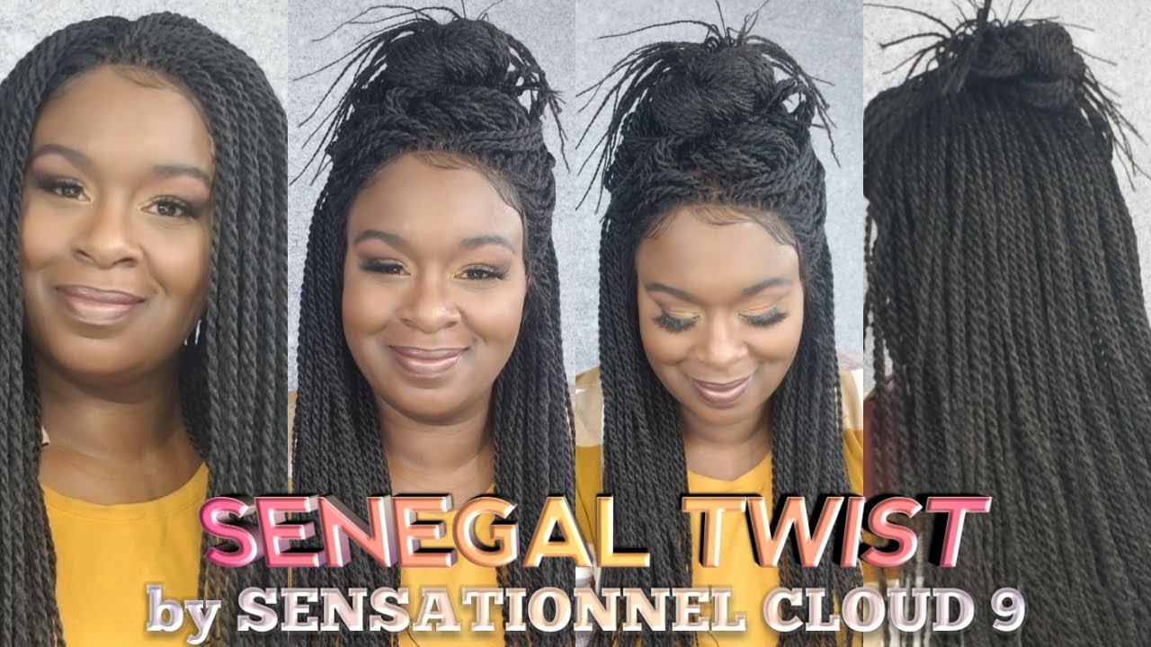SENEGAL TWIST! SENSATIONNEL CLOUD 9 SWISS LACE 4X4 FREE PARTING WIG COLOR 1B