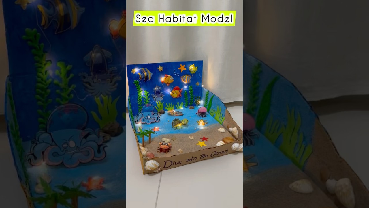 Sea Habitat School Project 🐟 🐠 #diy #schoolproject #oceanlife