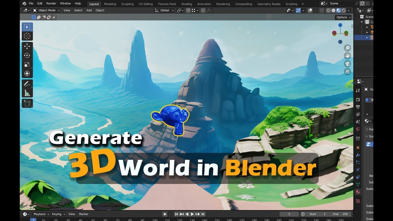 Generate Free 3D World in Blender