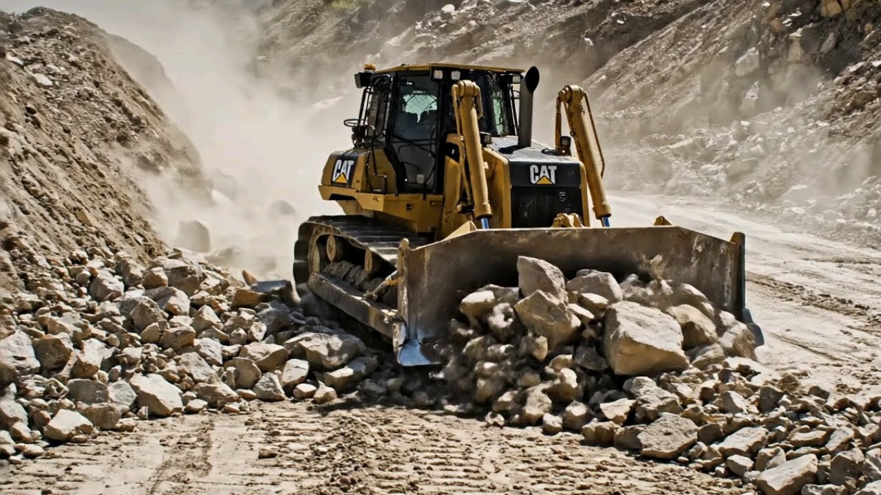 Bulldozer Build New Road On Mountain