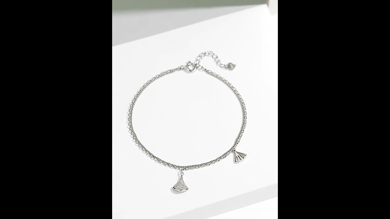 AURORA Real 925 Silver Temperament Skirt Shape Shiny Zircon Double-layer Bracelet Jewelry SL925-18