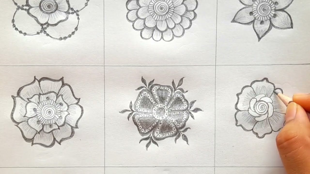 How to:6 different  flowers | different mehndi flowers for  beginners | floral henna flowers