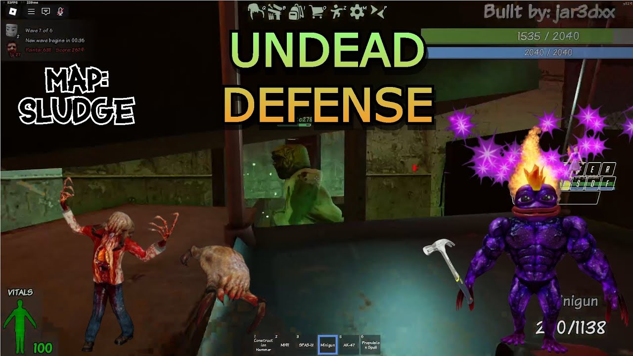 ZOMBIE SURVIVAL WIN as HUMAN - SLUDGE MAP | Undead Defense on @Roblox