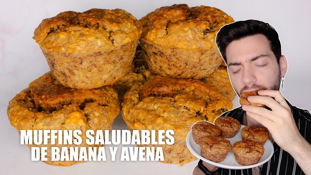 MUFFINS SALUDABLES DE BANANA Y AVENA 🧁🍌 VEGANOS Y SIN AZÚCAR ◼️ Cualquiera Cocina