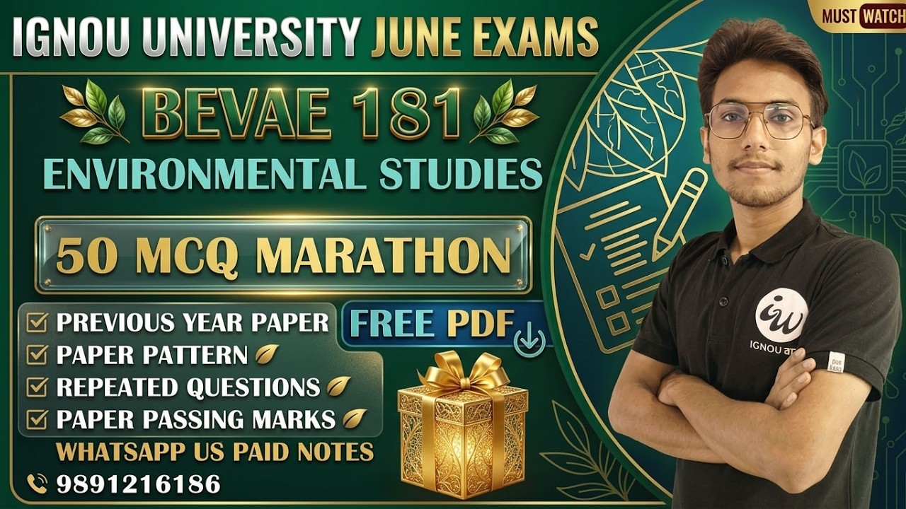 #182 BEVAE 181 || TOP 50 MCQ FINAL MOCK || ENIVIRONMENTAL STUDIES || IGNOU WALAY
