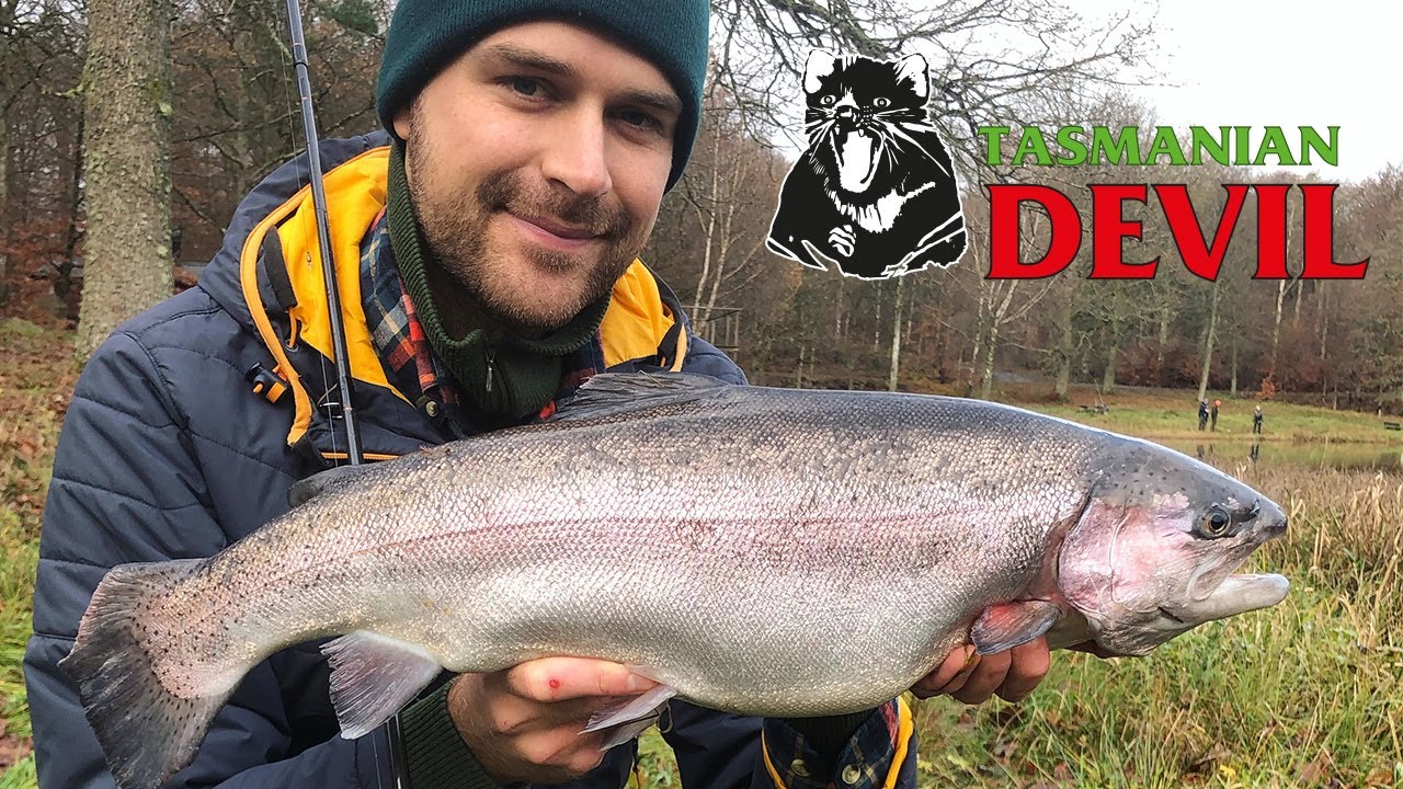 Fiska regnbåge med Tasmanien Devil + Tackla genomlöpare.
