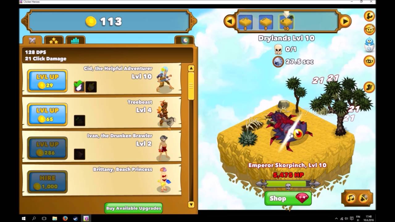 Clicker Heroes after first transcend