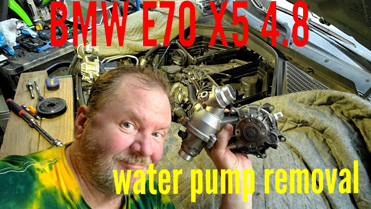 BMW E70 X5 4.8 water pump removal during brutal heat