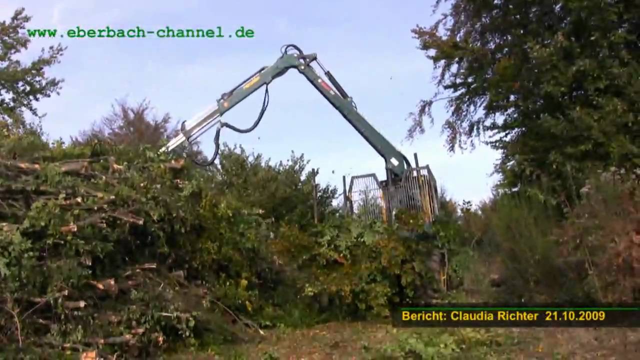 Maschinelle Ernte von Energieholz bei Eberbach 21.10.2009