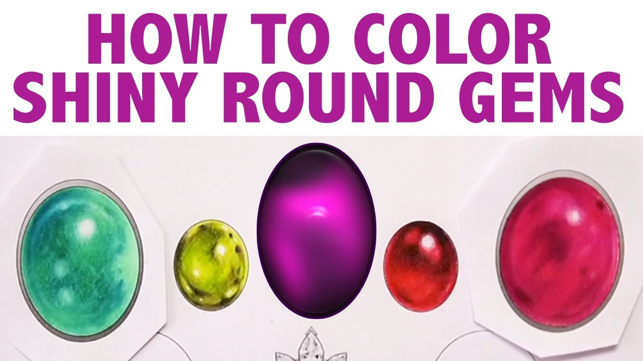 How To Color Shiny Round Gemstones / with colored pencils