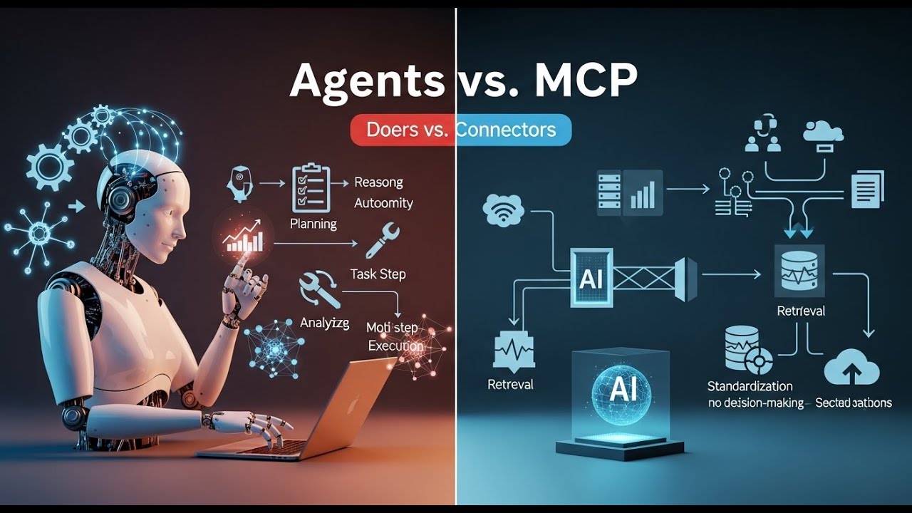 Agentes vs. MCP: Entendiendo a los Ejecutores y Conectores de IA