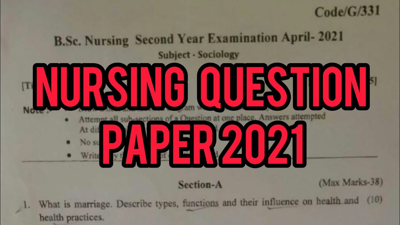 Nursing Exam  Questions Paper 2021