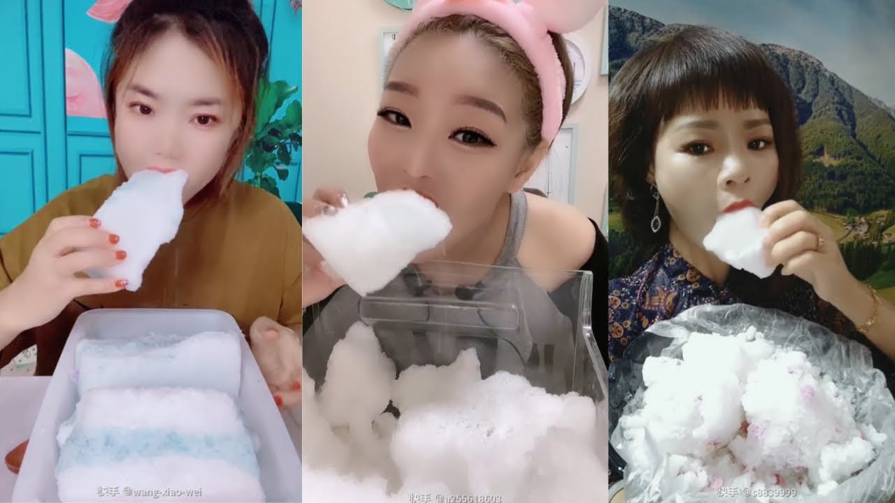 BIG CRUNCHY AND POWDERY WHITE ICE CHUNKS BITES ICE EATING ASMR | FREEZER FROST AND SHAVED ICE #14