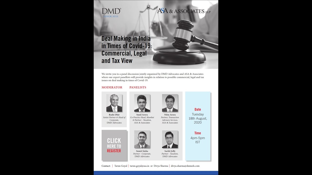 Deal making in India in times of Covid 19: Commercial, Legal and Tax View