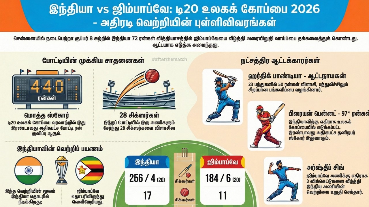 IND vs ZIM T20 World Cup 2026 Match Review | இந்தியா அபார வெற்றி – முழு பகுப்பாய்வு தமிழில்