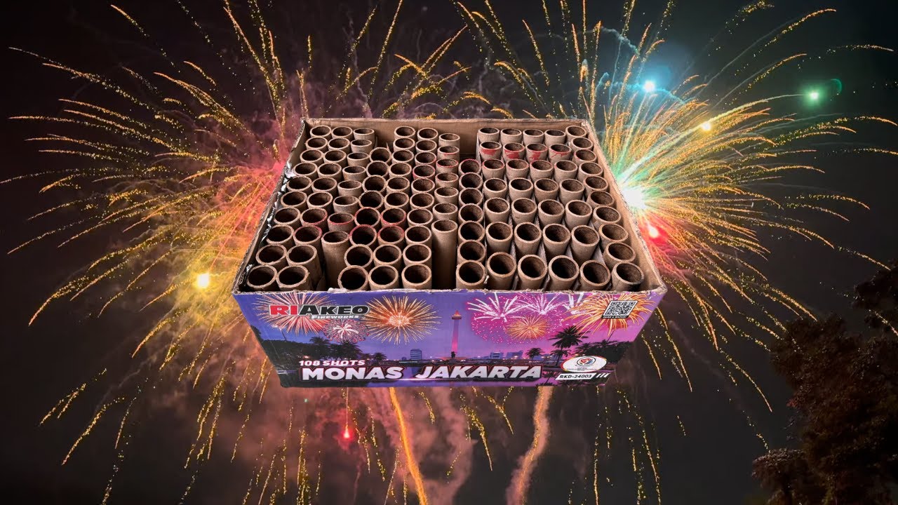 108 Shots Monas Jakarta Fireworks Cake - RIAKEO FIREWORKS