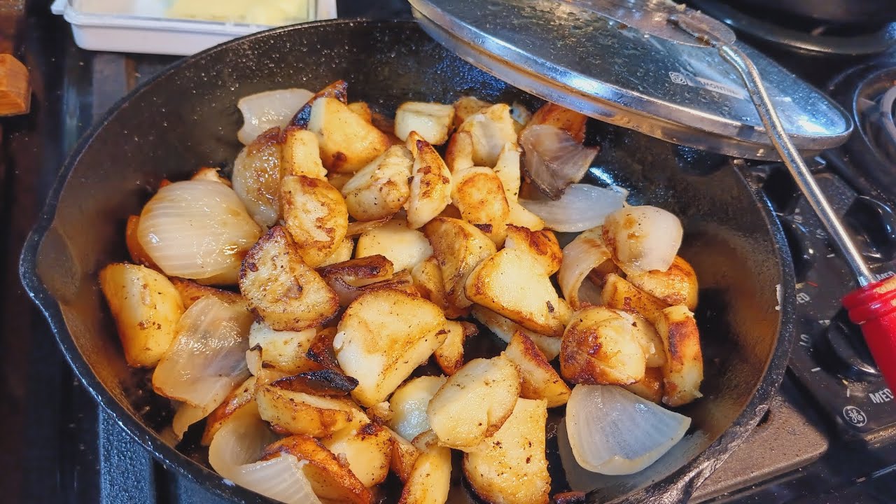 Smother fried potatoes and onions southern style