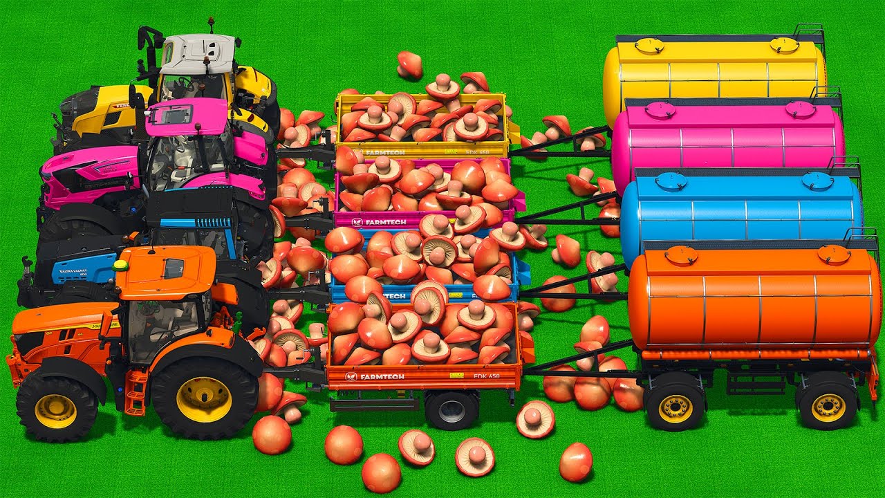 JOHN DEERE and OTHER TRACTORS BATTLE ON CRAZY OBSTACLE COURSE - Farming Simulator 25