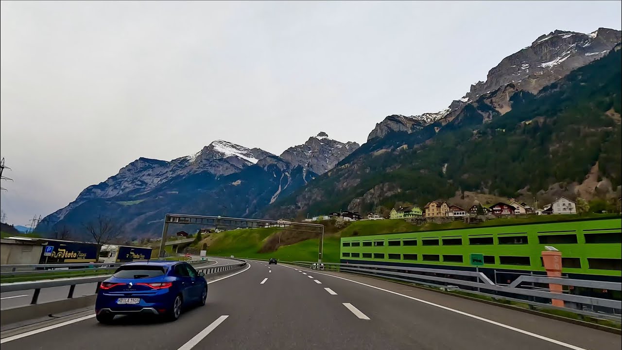 Driving in Swiss ,Highway AMSTEG - Switzerland 4K
