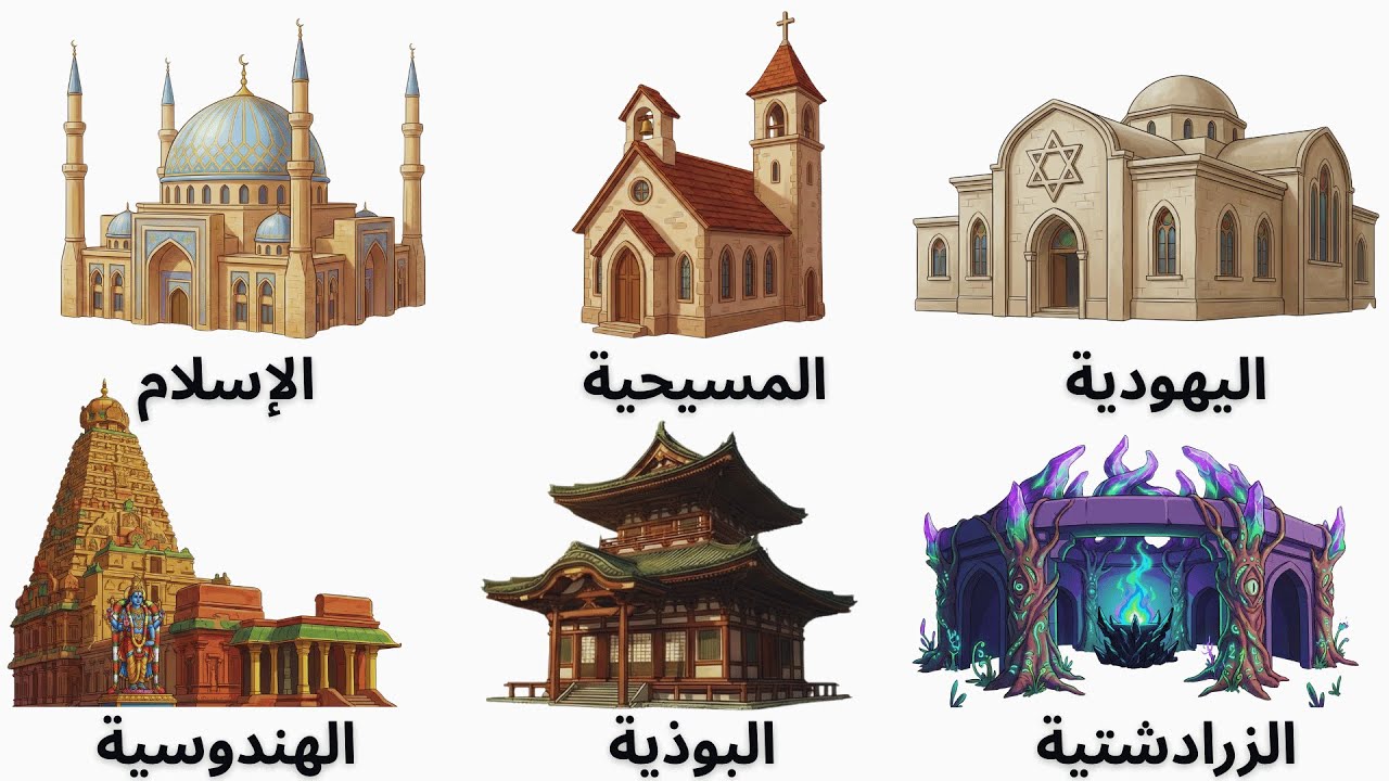 شرح أماكن العبادة في كل الديانات