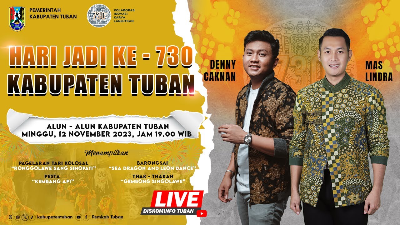 [LIVE] HARI JADI KE - 730 KABUPATEN TUBAN BERSAMA DENY CAKNAN DARI ALUN-ALUN TUBAN