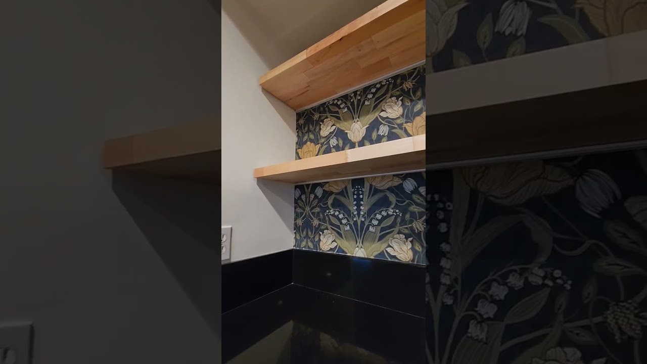 LED tape lighting under floating shelves