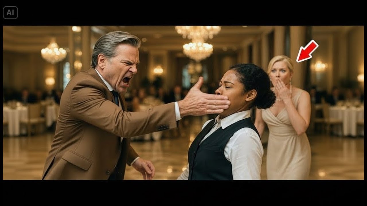 Billionaire Slapped the Black Waiteress for Blocking His Wife—Then Everyone Froze at Her ID #justice