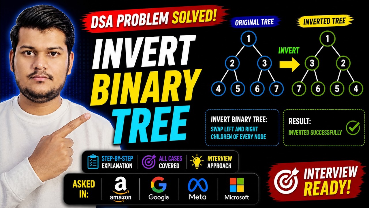 LeetCode 226: Invert Binary Tree (Famous Google Question) | DSA Binary Tree Series