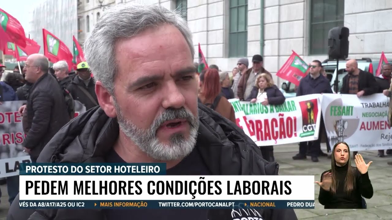 PROTESTO DE TRABALHADORES E DIRIGENTES SINDICAIS DO SETOR DA HOTELARIA