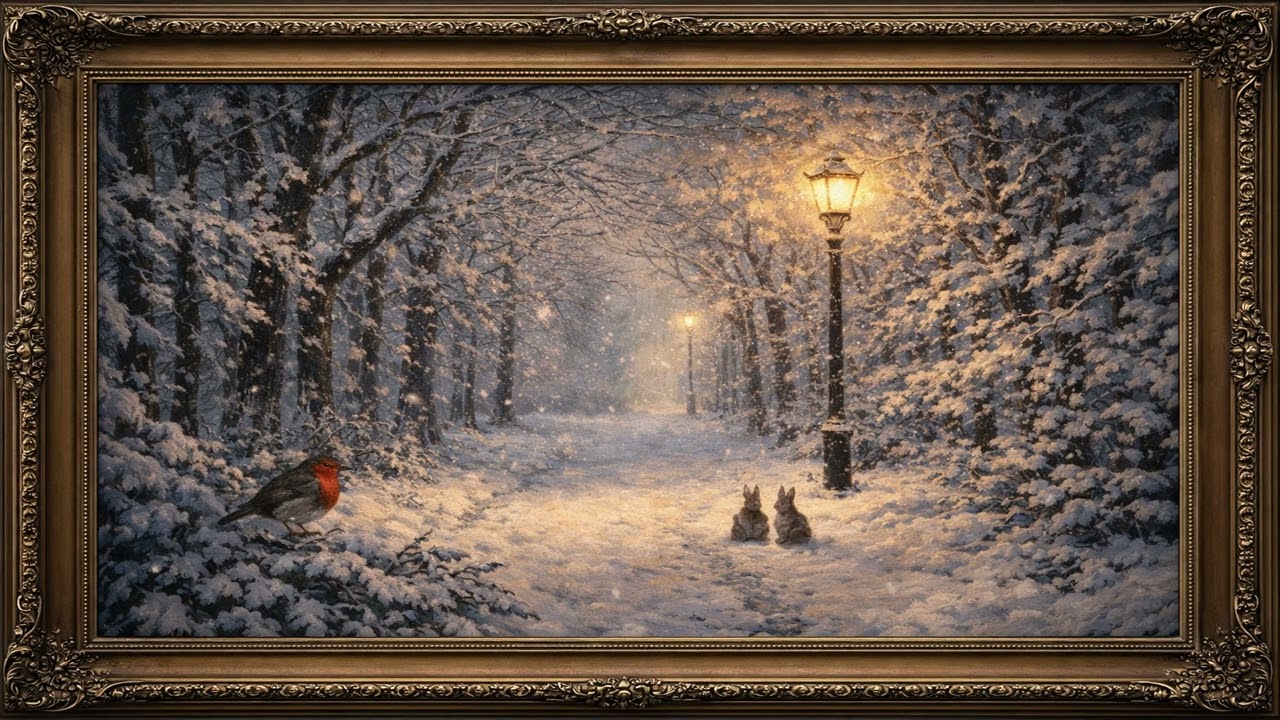 Winter Serenity ❄️ Gentle Snowfall Forest Painting | Silent Framed TV Art 4K | 3 Hours