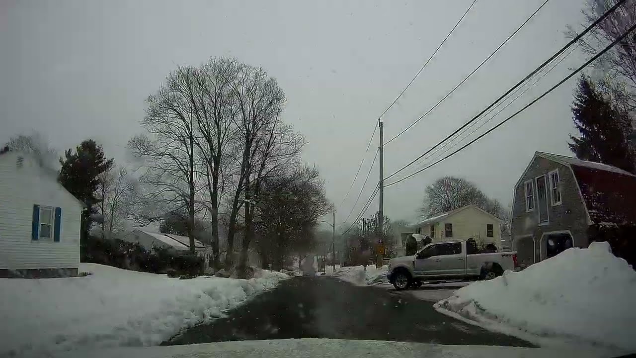 Snowy drive out of North Providence and along Route 146 North | Rhode Island
