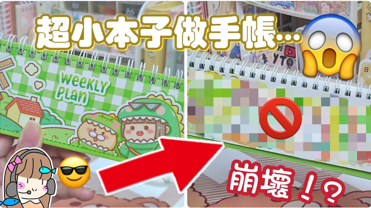 挑戰用迷你本子做手帳…😱居然崩壞？超級好看!?【手帳排版咕卡拼貼】愉🐟