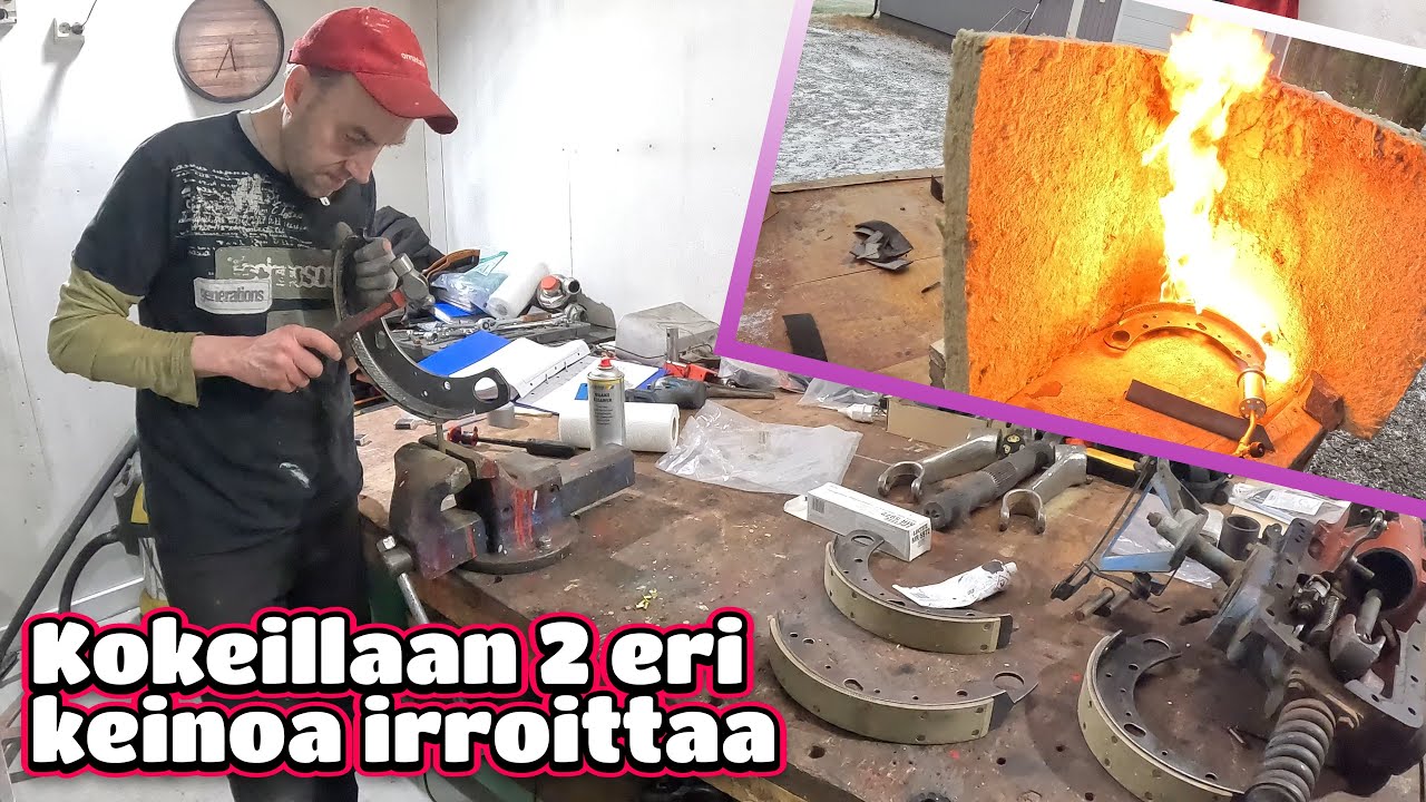 Fordson DEXTA - Jarruhihnojen irroitus ja niittaus - Vaihdetaan jarruhihnat