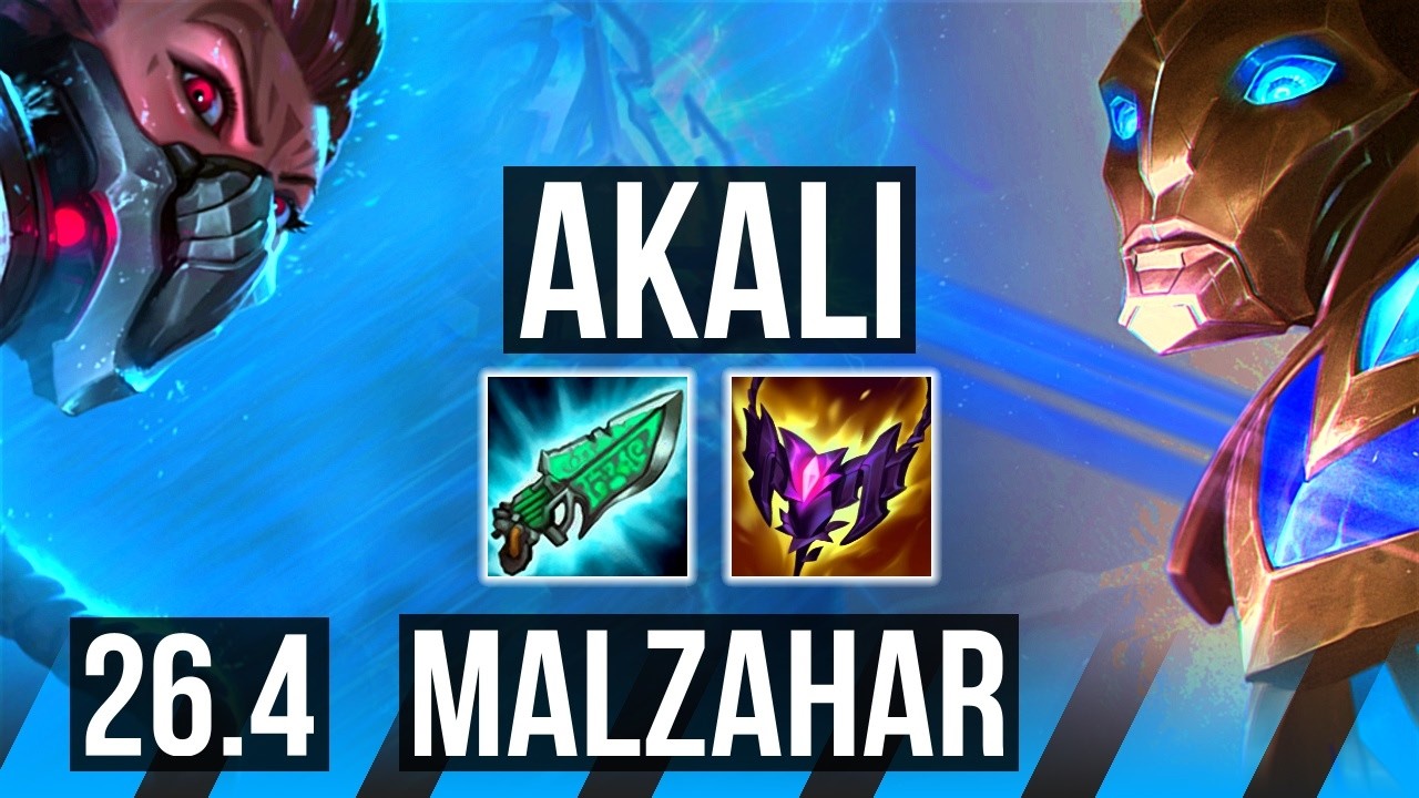 AKALI vs MALZAHAR (MID) | Good KDA: 10/1/2 | KR Master | 26.4