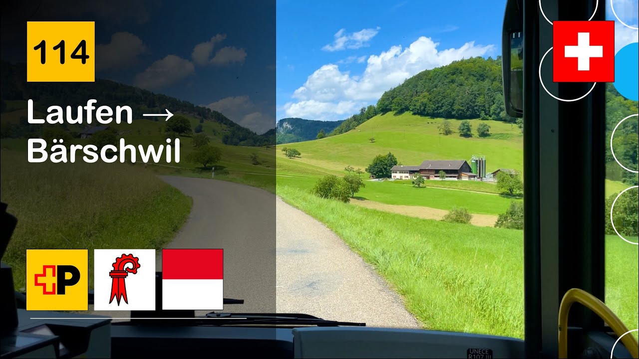 [4K] 🇨🇭 Cab Ride: POSTAUTO BASELLAND | 114: Laufen → Bärschwil | MAN Lion's City 12 C Hybrid