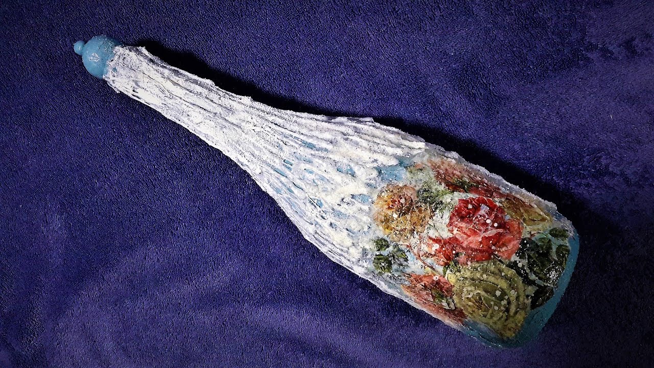 ДЕКОР БУТЫЛКИ ЦВЕТЫ ЗА СТЕКЛОМ...DECOR BOTTLE FLOWERS GLASS