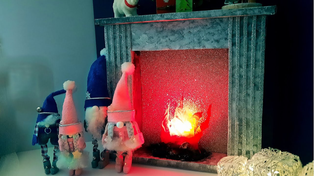 Adorable Miniature Fireplace for Christmas Using Basic Cardboard Materials