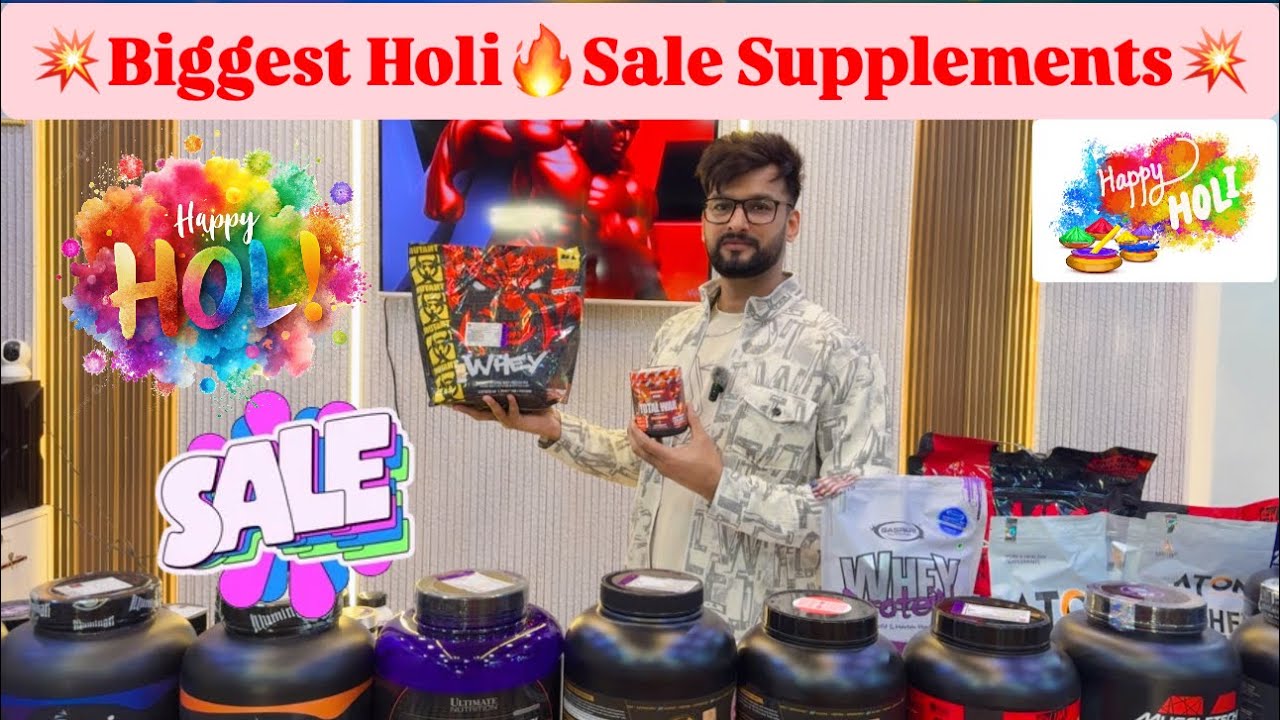Biggest Holi Sale🔥💥 Whey Protein, Pre-workout, Mass Gainer, Bodybuilding, Gym, Supplements💪🏻