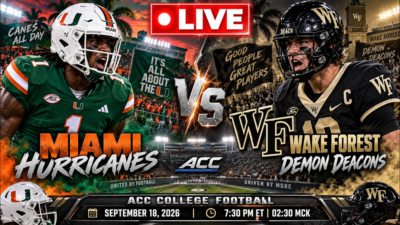 Miami vs Wake Forest LIVE | ACC College Football | Full Game 2026
