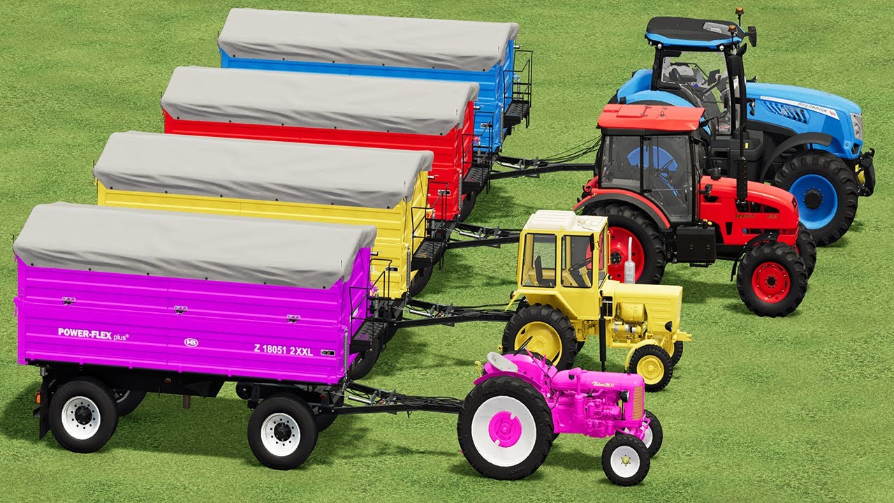 MUDDY PARKOUR MINI to BIG TRACTORs & WHEAT TRAILERS vs MUD WATER - TRACTORS vs PARKOUR! FS22