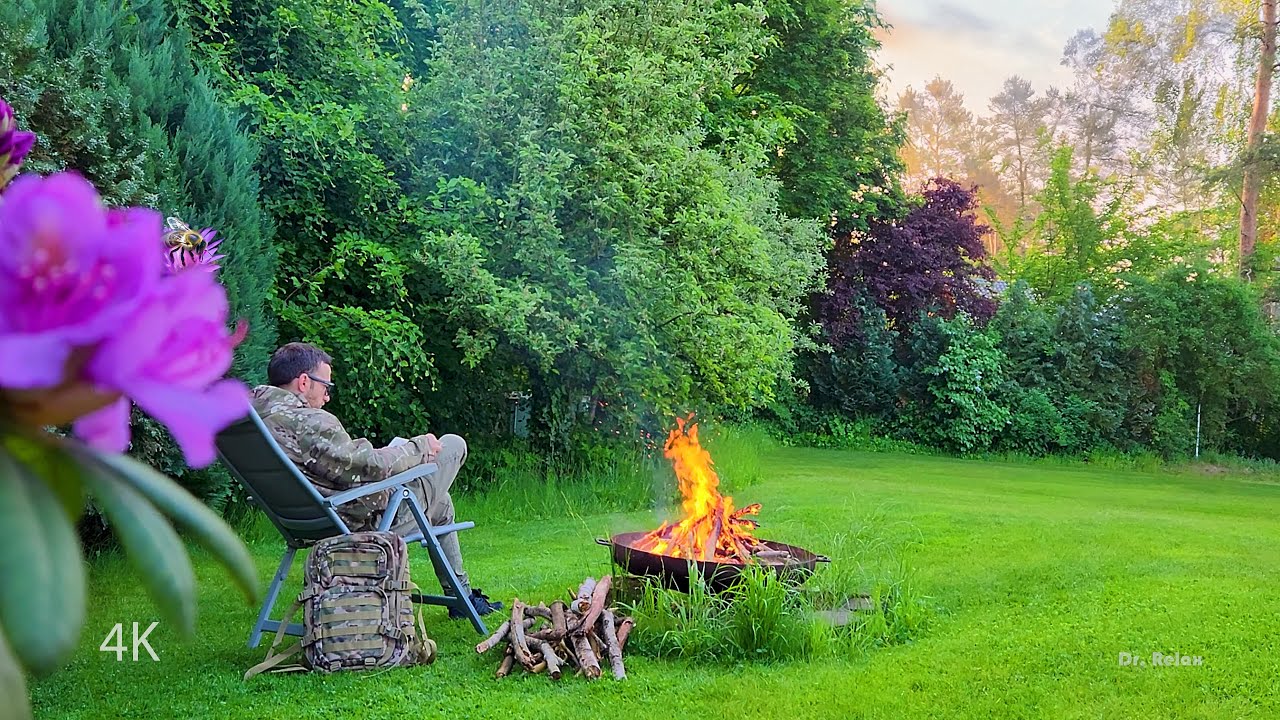 Real Garden Campfire Ambience in 4K | Not AI-Generated | ASMR for Relaxation, Sleep & Stress Relief