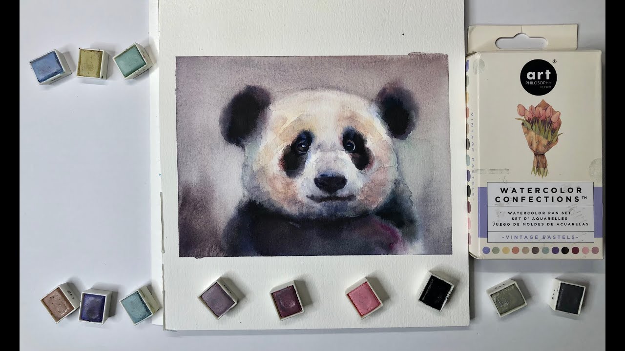 Cute Panda Watercolor Painting Process (4 Mins)