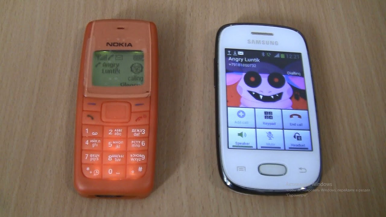 Angry Luntik Incoming call&Outgoing call at the Same Time Samsung  Pocket Neo+Nokia 1110i