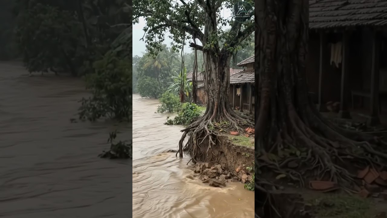 Bank Erosion Tree Collapse Hits Riverside House! 😱 #shorts