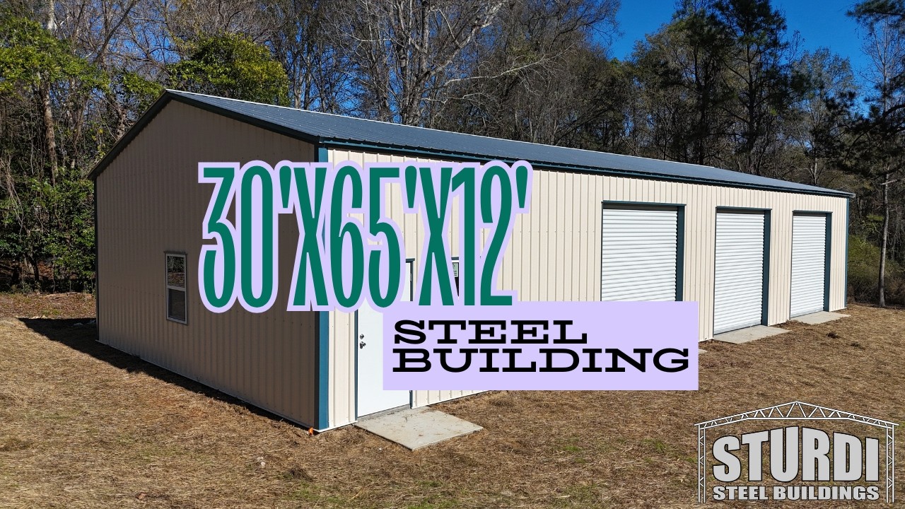 30'x65'x12' Complete Steel Building Installation | Sturdi Steel Buildings
