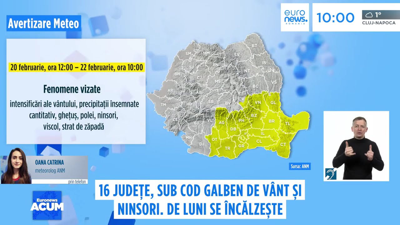 Cod galben de viscol și ninsori în sud-estul țării. Viscolul închide mai multe drumuri naționale