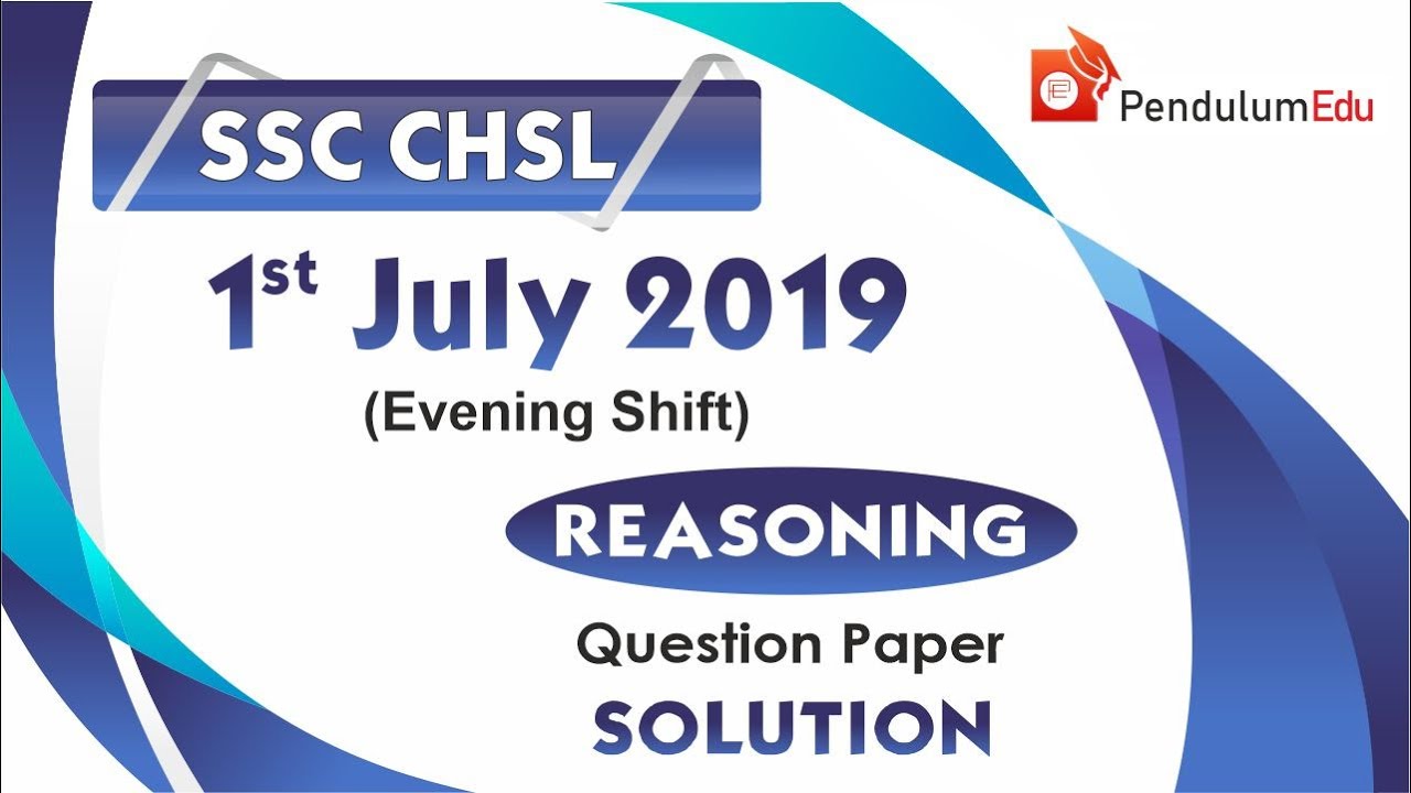 SSC CHSL Reasoning Previous Year Paper Solution | 1-7-2019 1st Shift | SSC CHSL 2019 | SSC CHSL 2020